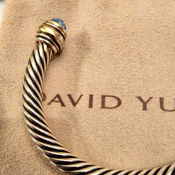 David Yurman Blue Topaz Cable Cuff - Picture 4 of 5